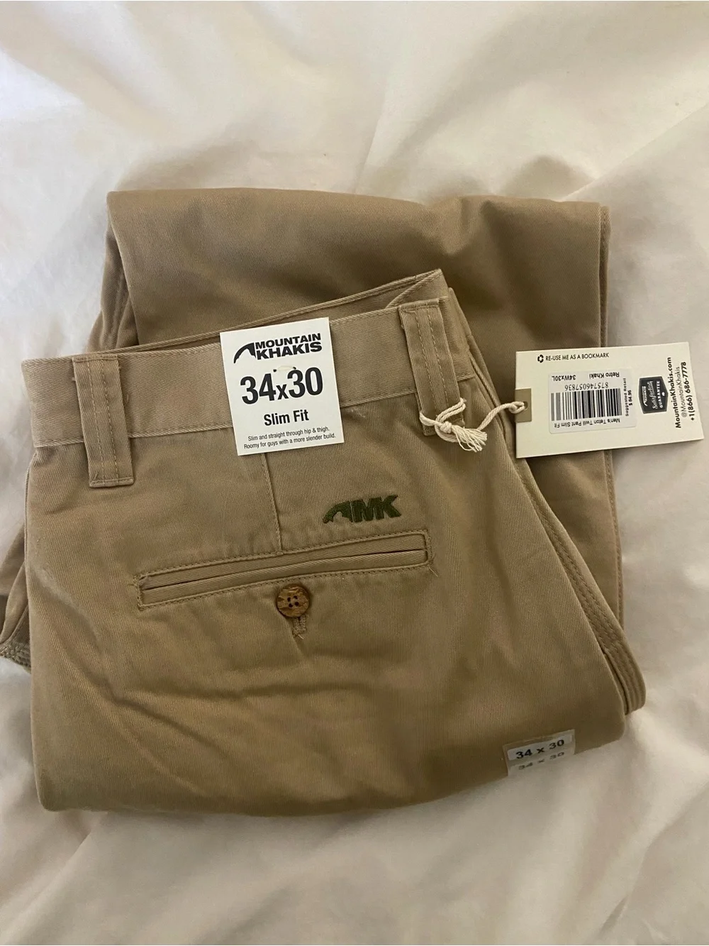 NWT Mountain Khakis Teton Twill Pants Slim Fit 34x30 Retro Khaki Men’s Chino
